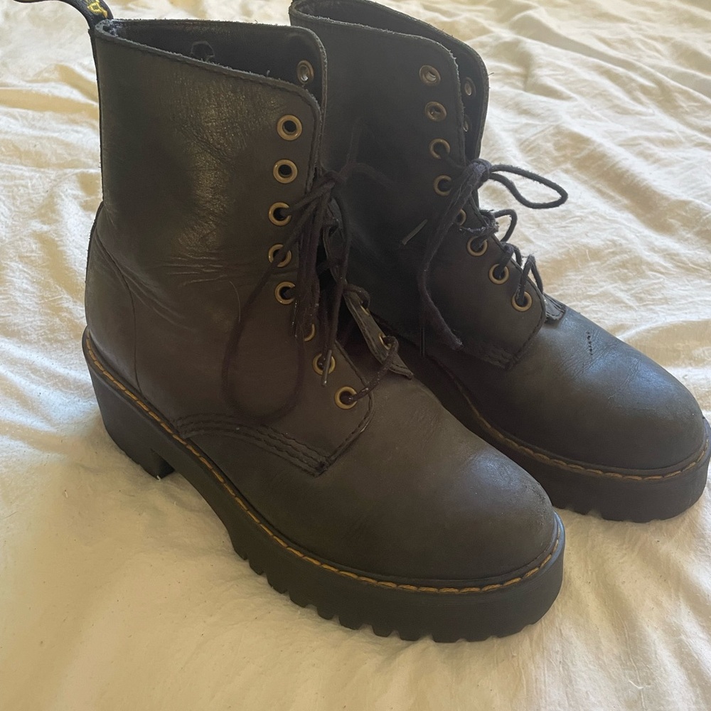 Black Leather Lace-Up Boots